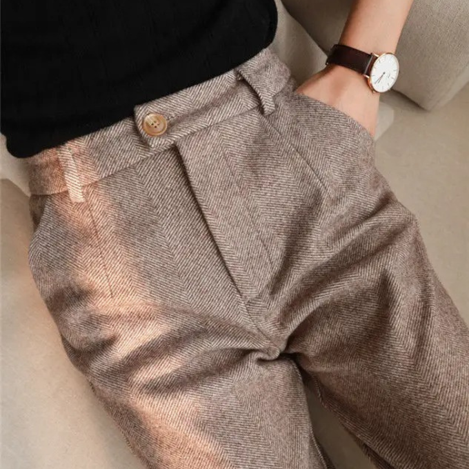 Harrow Herringbone Wool Trousers