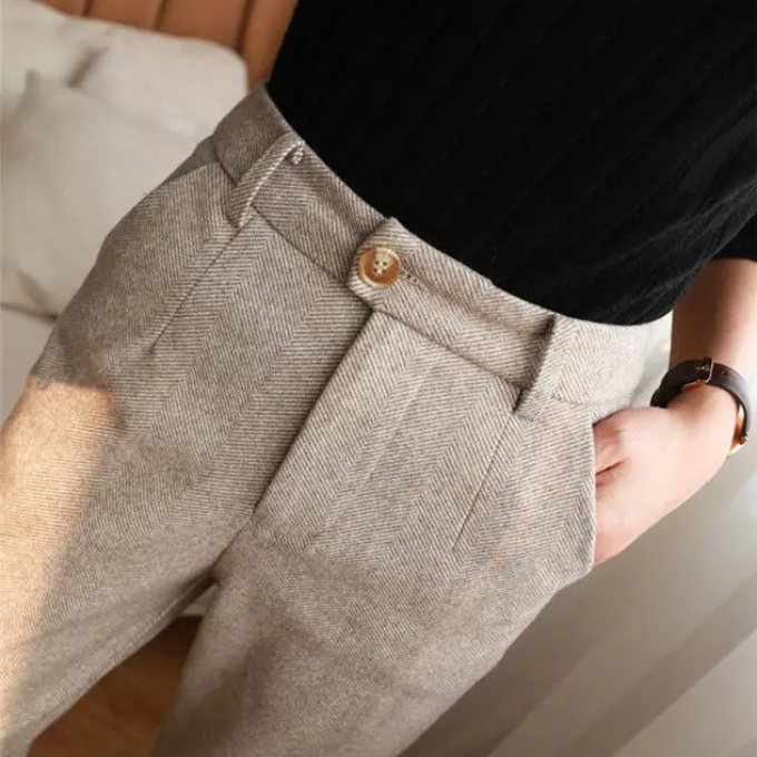 Harrow Herringbone Wool Trousers